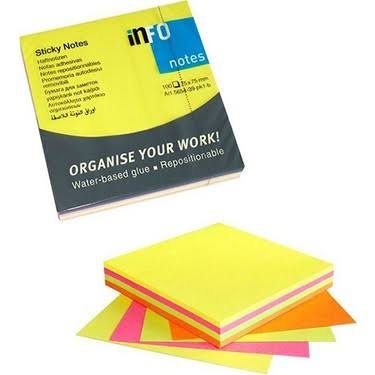 INFO NOTES 4 RENK NEON NOT KAĞIDI 75 X 75 MM (100 YAPRAK)