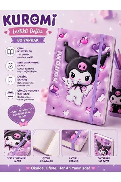 KUROMİ KARAKTERLİ LASTİKLİ VE DESENLİ DEFTER